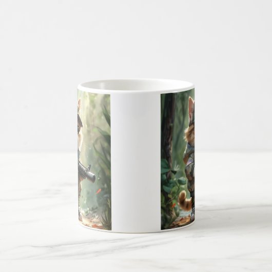 ガンクールとカモフラージュの可愛いアメリカのMAGA猫 コーヒーマグカップ (中央)