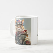 ガンクールとカモフラージュの可愛いアメリカのMAGA猫 コーヒーマグカップ (正面左)