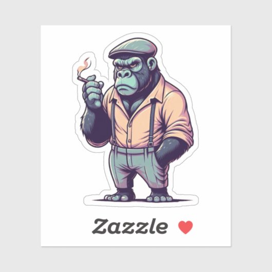 ガングスターのゴリラ熱狂する、動物 シール (シート)