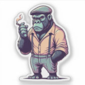 ガングスターのゴリラ熱狂する、動物 シール (正面)