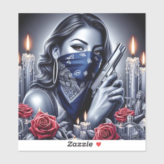 ガングスターガールヒップホップチカーノアートデザイン シール (シート)