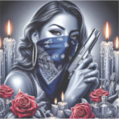 ガングスターガールヒップホップチカーノアートデザイン シール (正面)