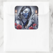 ガングスターガールヒップホップチカーノアートデザイン スクエアシール (バッグ)