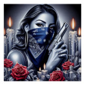 ガングスターガールヒップホップチカーノアートデザイン ポスター (正面)