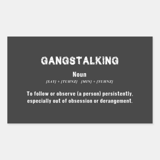 ガングストーカー定義認識度おもしろい発音 長方形シール (正面)