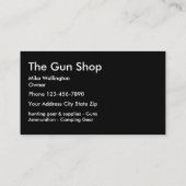 ガンショップのカムフラージュのデザイン 名刺 (裏面)