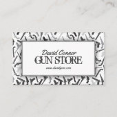 ガンショップファイアーアームパターシンプルンホワイトグレーカード 名刺 (正面)