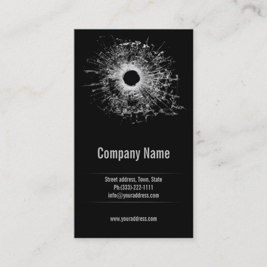 ガンショップブロークングガラスブラックビジネスカード 名刺 (正面)