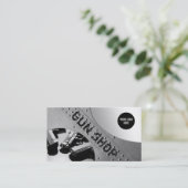 ガンショップメタルバックグランドビジネスカード 名刺 (スタンド正面)