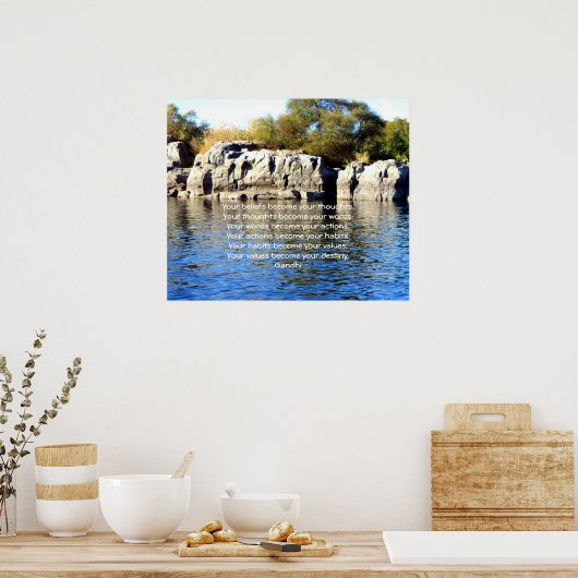 ガンジウィズダムことわざの運命の引用 ポスター (キッチン)