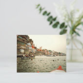 ガンジス川で泳ぐハガキVaranasi India ポストカード (スタンド正面)