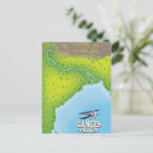 ガンジス・インド地図と旅行のポスター ポストカード (スタンド正面)