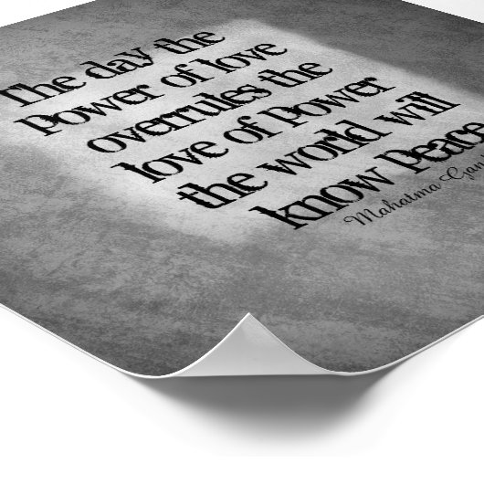 ガンジピース引用文タイポグラフィオングレー ポスター (角)