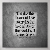 ガンジピース引用文タイポグラフィオングレー ポスター (正面)