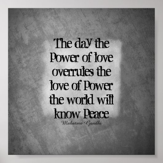 ガンジピース引用文タイポグラフィオングレー ポスター (正面)