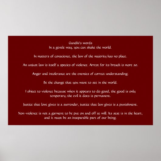 ガンジーの正義と思いやりの言葉 ポスター (正面)