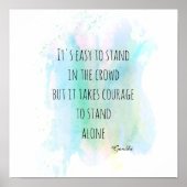 ガンジーやる気を起こさせる引用文ブルーウォーター色抽象芸術 ポスター (正面)