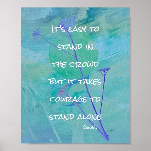 ガンジーやる気を起こさせる引用文ブルーポスター自然アート ポスター (正面)
