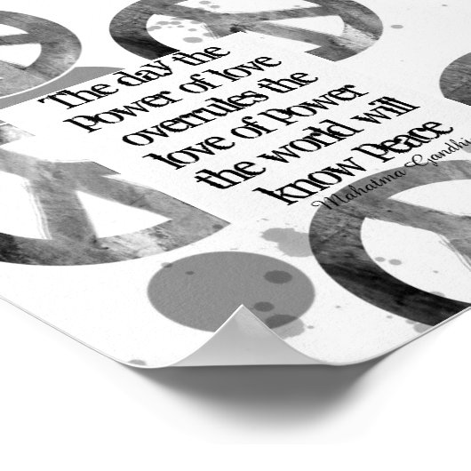 ガンジー平和引用文オン平和サインデザイン ポスター (角)