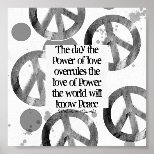 ガンジー平和引用文オン平和サインデザイン ポスター (正面)