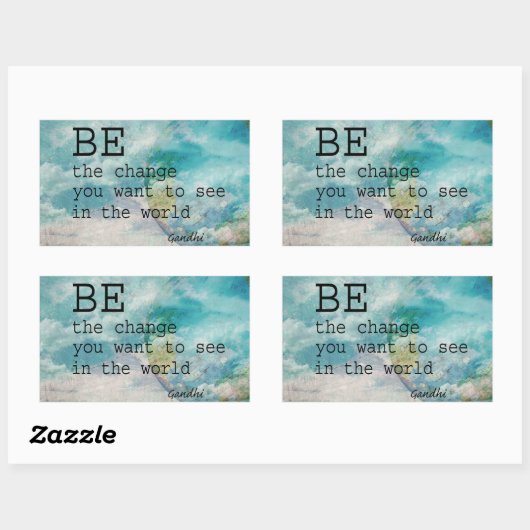 ガンジー引用文のシールが変わる 長方形シール (シート)