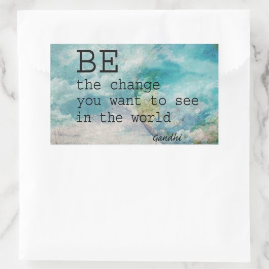 ガンジー引用文のシールが変わる 長方形シール (バッグ)