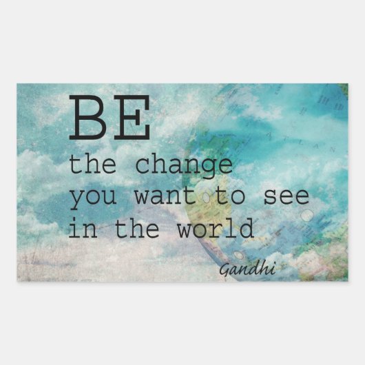ガンジー引用文のシールが変わる 長方形シール (正面)