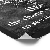 ガンジー引用文のポスターは、変更自然アートグレー ポスター (角)