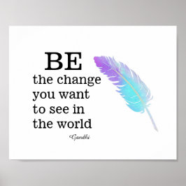 ガンジー引用文はカラフル羽との変化である ポスター
