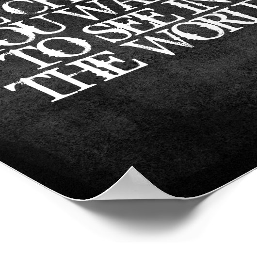 ガンジー引用文は変更ポスターグレーと白 ポスター (角)