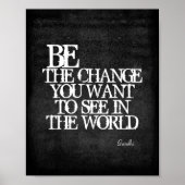 ガンジー引用文は変更ポスターグレーと白 ポスター (正面)