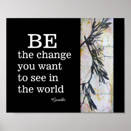 ガンジー引用文は白黒の変化である ポスター
