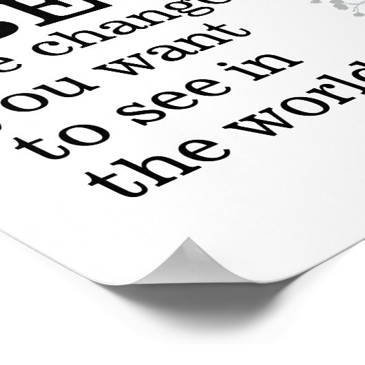 ガンジー引用文は白黒の変化である ポスター (角)