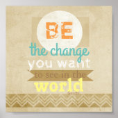 ガンジー引用文ポスタータイポグラフィ感動的文字 ポスター (正面)