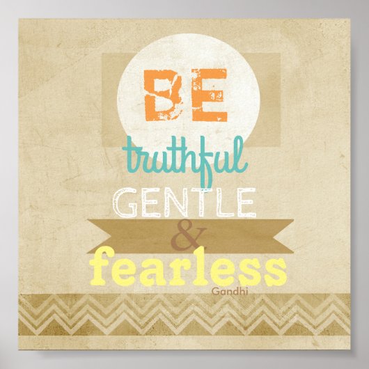 ガンジー引用文ポスタータイポグラフィ感動的文字 ポスター (正面)