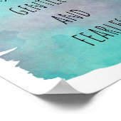 ガンジー引用文ポスターティール(緑がかった色)ブルーウォーター色 ポスター (角)