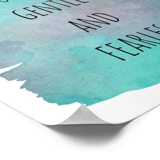 ガンジー引用文ポスターティール（緑がかった色）ブルーウォーター色 ポスター (角)