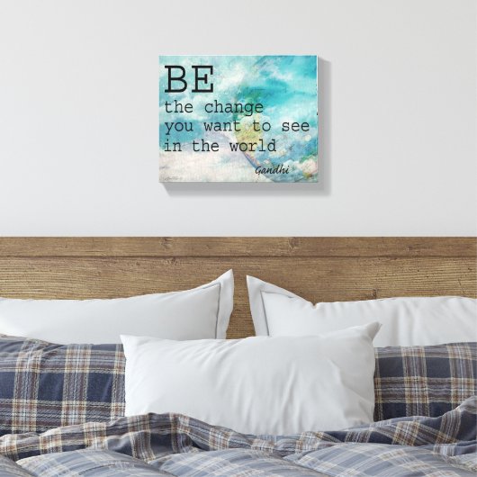 ガンジー引用文ラップのキャンバスアート変化する キャンバスプリント (インサイチュ (寝室))