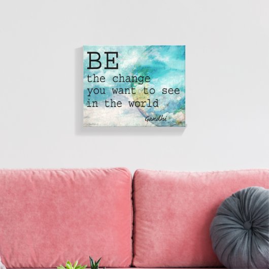 ガンジー引用文ラップのキャンバスアート変化する キャンバスプリント (インサイチュ (リビング))