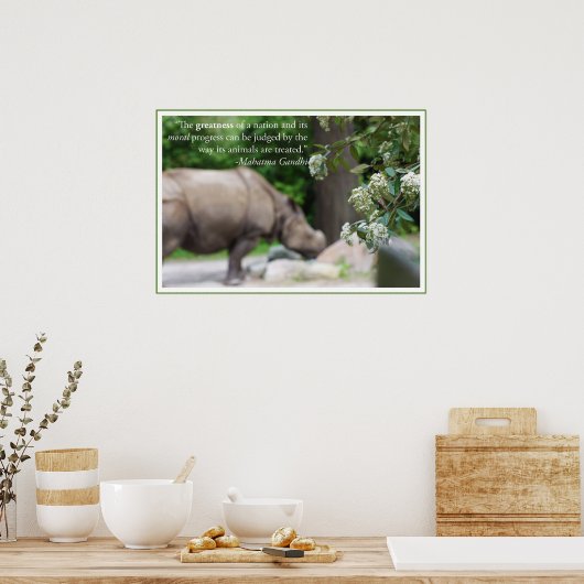 ガンジー引用文、動物を大切にする ポスター (キッチン)
