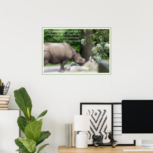ガンジー引用文、動物を大切にする ポスター (ホームオフィス)