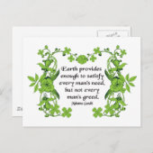 ガンジー引用文:地球は満たすのに十分な供給… ポストカード (正面/裏面)