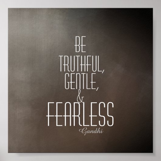 ガンジー感動的引用文ポスターグレー ポスター (正面)