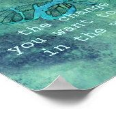 ガンジー感動的引用文ポスターティール（緑がかった色）蝶 ポスター (角)