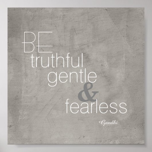 ガンジー感動的引用文ポスター白灰色 ポスター (正面)
