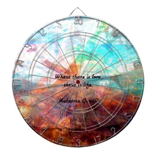 ガンジー感動的引用文 – 愛、人生、希望について ダーツボード (正面)