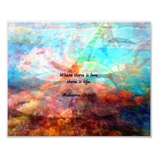 ガンジー感動的引用文 – 愛、人生、希望について フォトプリント            (正面)