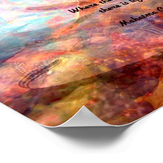 ガンジー感動的引用文 – 愛、人生、希望について ポスター (角)