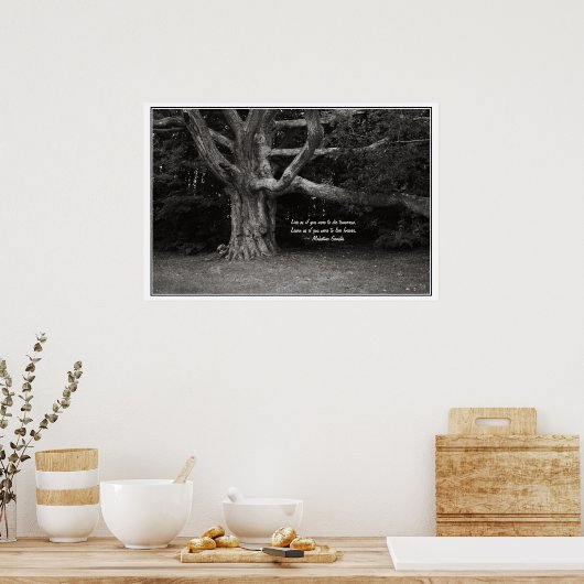 ガンジ引用文ポスター、パーリーオークモノクローム ポスター (キッチン)