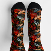 ガンスカルとバラグラフィティパターン ソックス (上部)